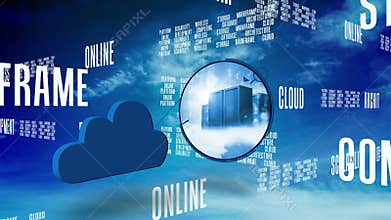 Cloud computing words scrolling on blue sky