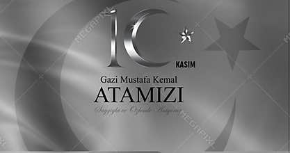 Ataturk Remembrance Day. Banner honoring Gazi Mustafa Kemal Atamizi. First President of Republic of Turkiye. Animated graphics