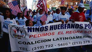 People Marching at Immigration Rally