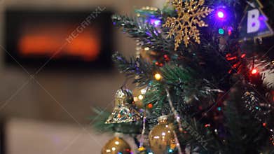 Christmas tree and fireplace