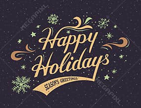 Happy Holidays hand-lettering card
