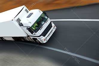 Camion en sortie de courbe