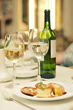 Food wine tasting on restaurant table