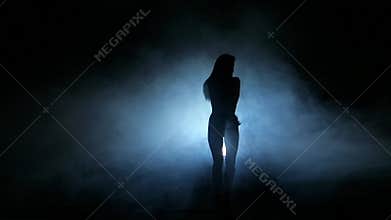 One woman stripper showgirl in silhouette