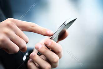 Man using mobile smart phone