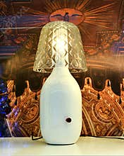 Creative desk lamp in shop window