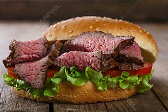 Roast beef hamburger sandwich