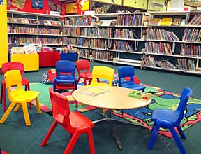 Children's seating in a public library.
