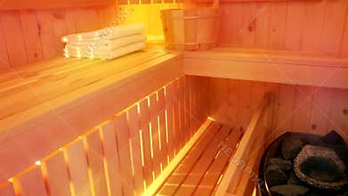 Oven with hot stones in sauna