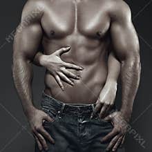 young couple body in dark