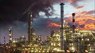 Gas refinery, Oil industry - Time lapse