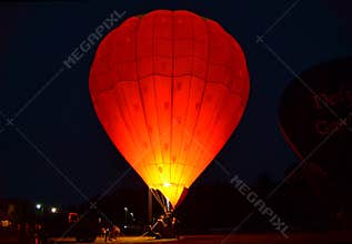 Hot air balloon at night.