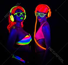 Two neon uv glow dancers