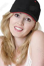 American girl in baseball cap