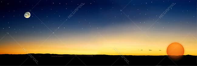 Dusk stars sun