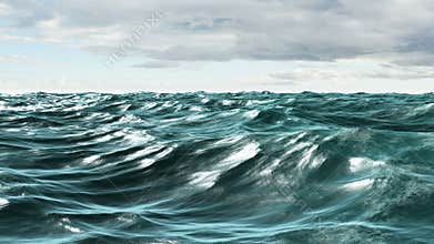 Choppy blue ocean under cloudy sky