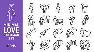 Minimal Love Stickman Icon Set for Romantic Themes