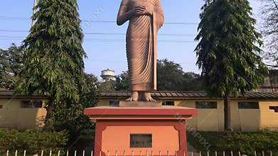 Great Standing Buddha Statue Bodh Gaya Bihar India Near Mahabodhi Temple Spiritual Landmark Meditation Peace Scene