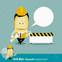 Vector of Fingerprint Man Characteristics Series. Engineers with