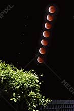 Blood moon lunar eclipse sequence