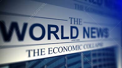 Newspaper with world news titles.