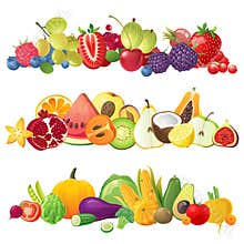 Fruits vegetables and berries borders