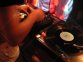 Dj at turntables