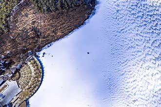 Early Spring Snow - View of Wangtan Square, Jingyuetan National Forest Park, Changchun, China