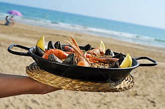 Spanish paella on the beach