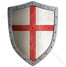 Old templar or crusader metal shield isolated