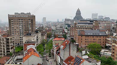 Aerial View of Palais de Justice and Marollen District in Brussels Belgium