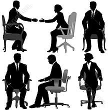 Business Men & Business Women Sit in Office Chairs
