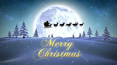 Santa flying over christmas greeting