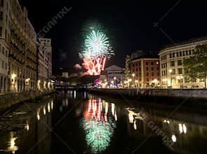 Fireworks at Bilbao festivals