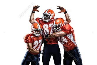 American football player in action white isolated