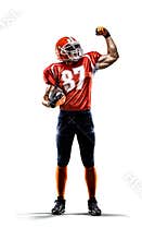 American football player in action white isolated