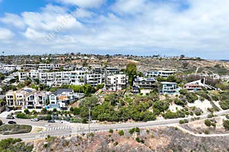 Aerial view of Cardiff by the Sea, beach community in the incorporated city of Encinitas in San Diego County, California