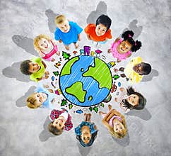 Kids is Circle with Global Map