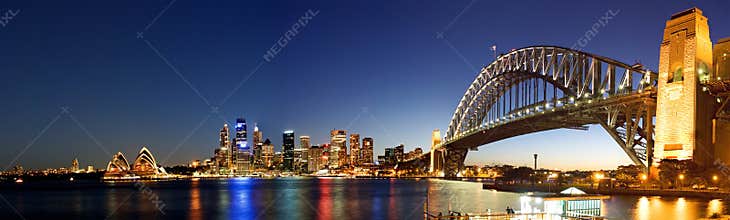 Sydney-Night Skyline Panorama