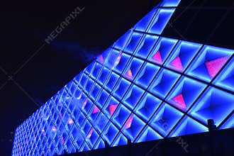 Led curtain wallï¼Œnight lighting of modern commercial building