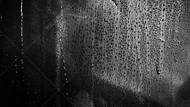 Mist Water running down Black Wall