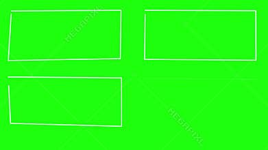 Hand drawn rectangle frames animated over vibrant green screen