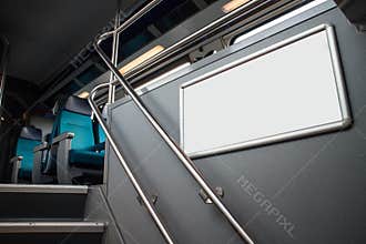 Blank advertising panel in train