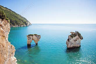 White rocks in the sea, Gargano National Park, Italy