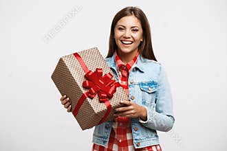Charming teenage girl looking very happy at birthday paty