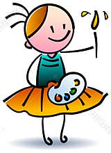 A Girl with brush