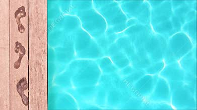 Seamless loop - Wet footprints by a swimming pool, summer concept, HD video