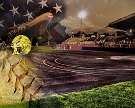 Background of an American softball field