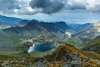 Aerial view of Balea Lake