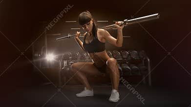Sporty woman doing squat workout in gym